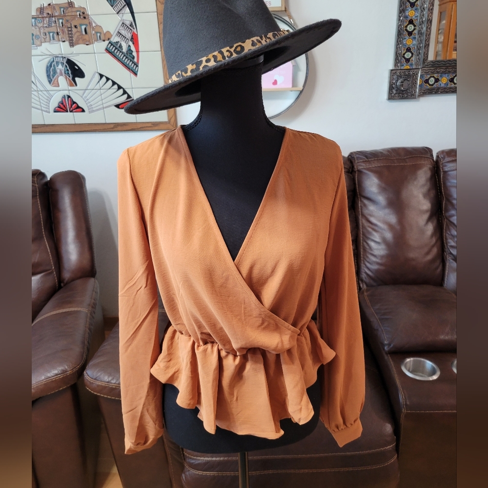 Timing Orange Ruffle Top